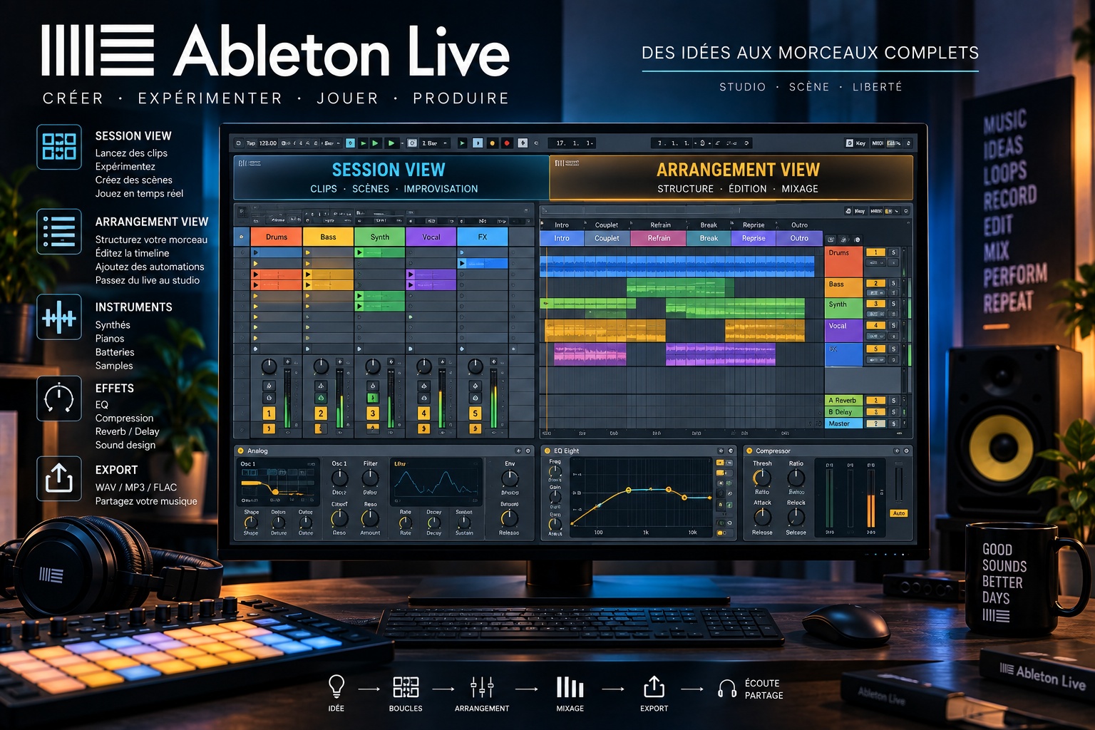 Ableton Live : comprendre Session View, Arrangement et création musicale en temps réel