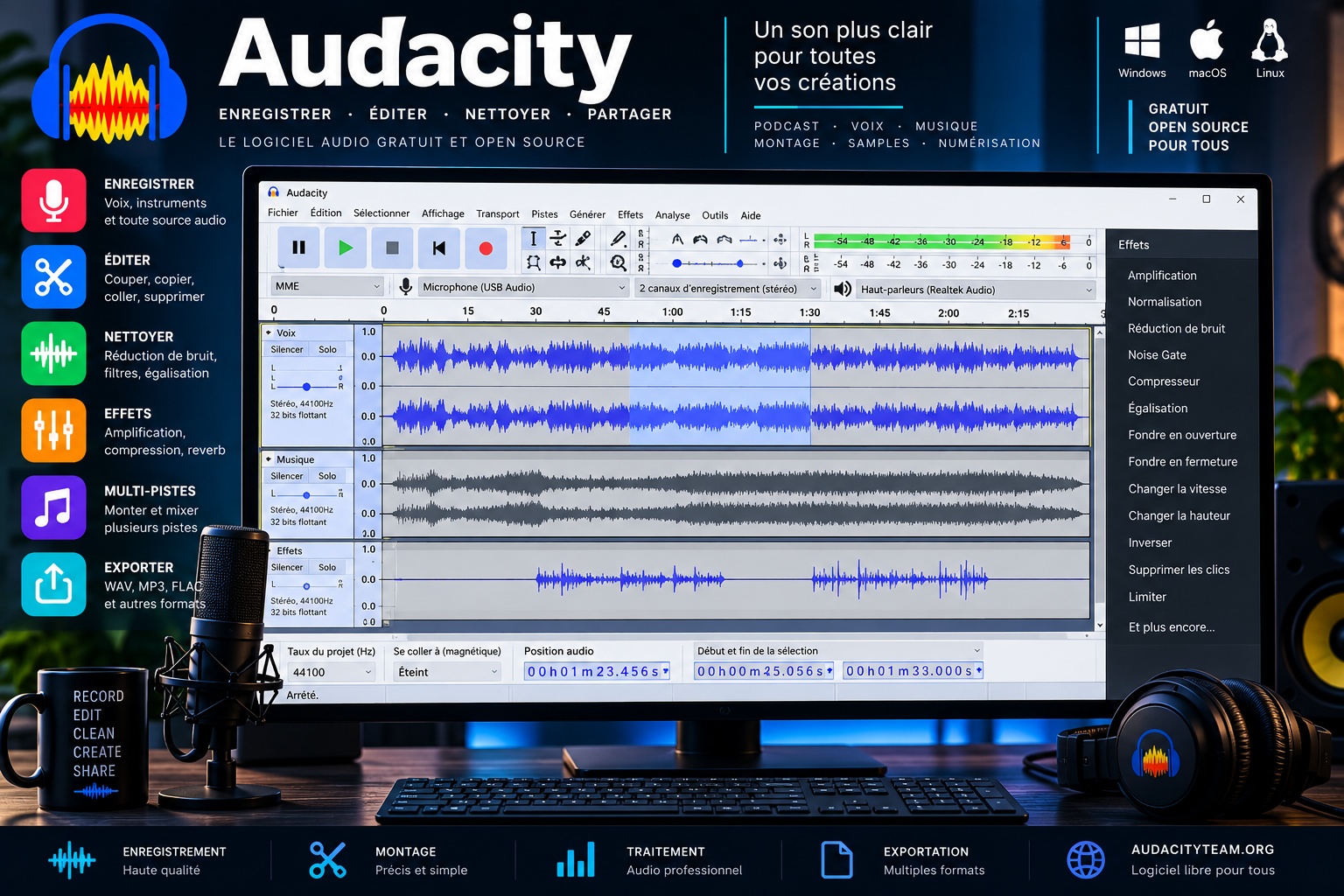 Audacity : apprendre à enregistrer, couper, nettoyer et exporter un fichier audio