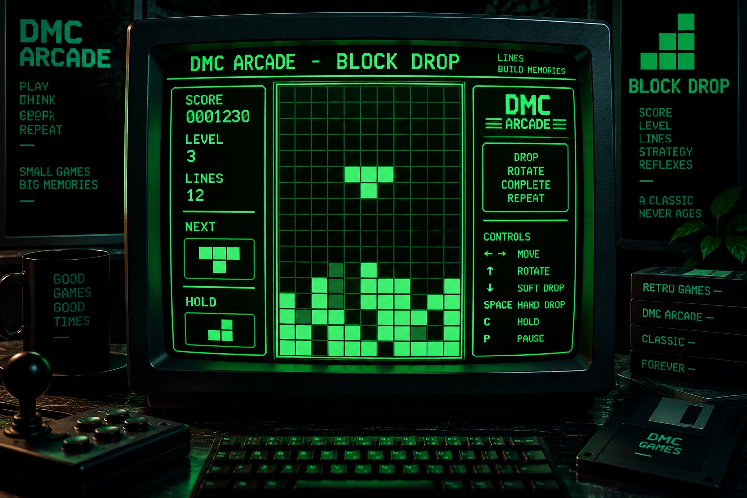 Block Drop DOS : alignez les blocs du terminal