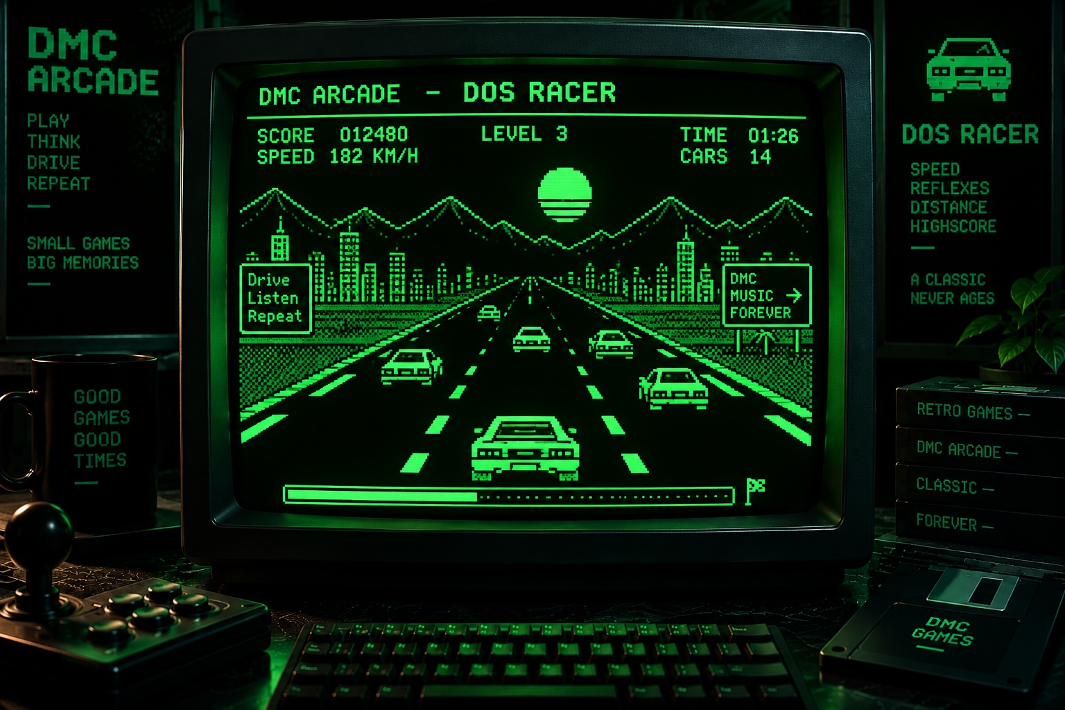 DOS Racer : survivez sur la route infinie