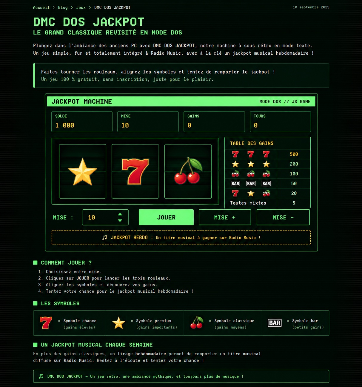 Jackpot DOS : tentez votre chance dans une machine rétro