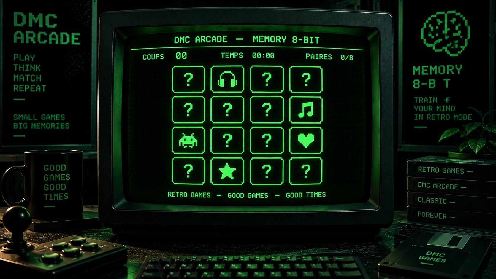 Memory 8-bit : retrouvez les paires du terminal