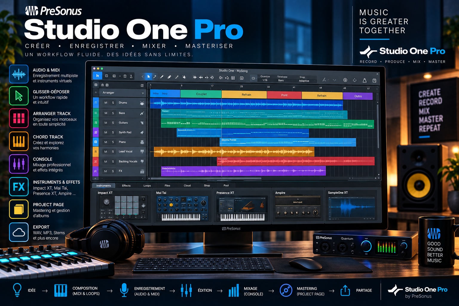 Studio One Pro : découvrir le logiciel MAO de PreSonus de l'enregistrement au mastering